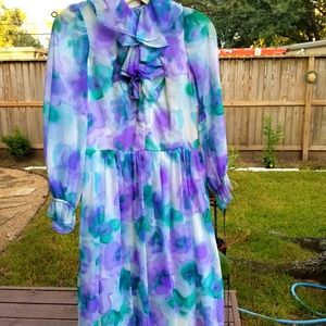 Vintage floral chiffon dress by Vogue Paris Original XS